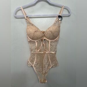 NWT Pink Lace Bodysuit Bustier sz 32A/small